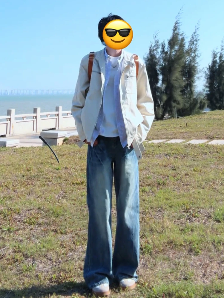 

Cleanfit Vintage Knife Men's Jeans American Style Straight Leg Slimming Pants High Street Vibe Flared Legs for Spring