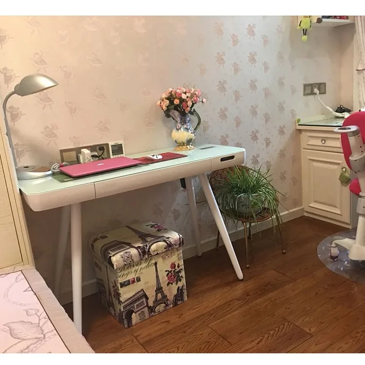 Hooqu закаленное стекло кабинет умная офисная мебель AUX динамик консольные столы беспроводная зарядка компьютер Hi-Fi музыкальный дуговой стол с