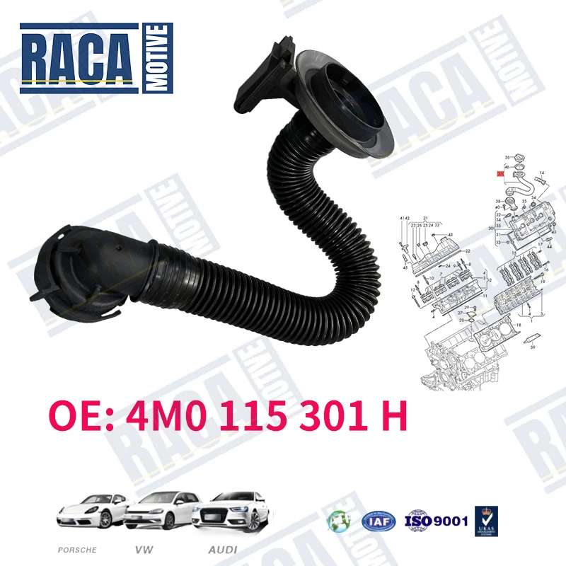

For Audi Q7 4M 2016-2025 Q8 VW Touareg 3.0 Engine Oil Filler Pipe Hose 4M0115301H 4M0 115 301 H