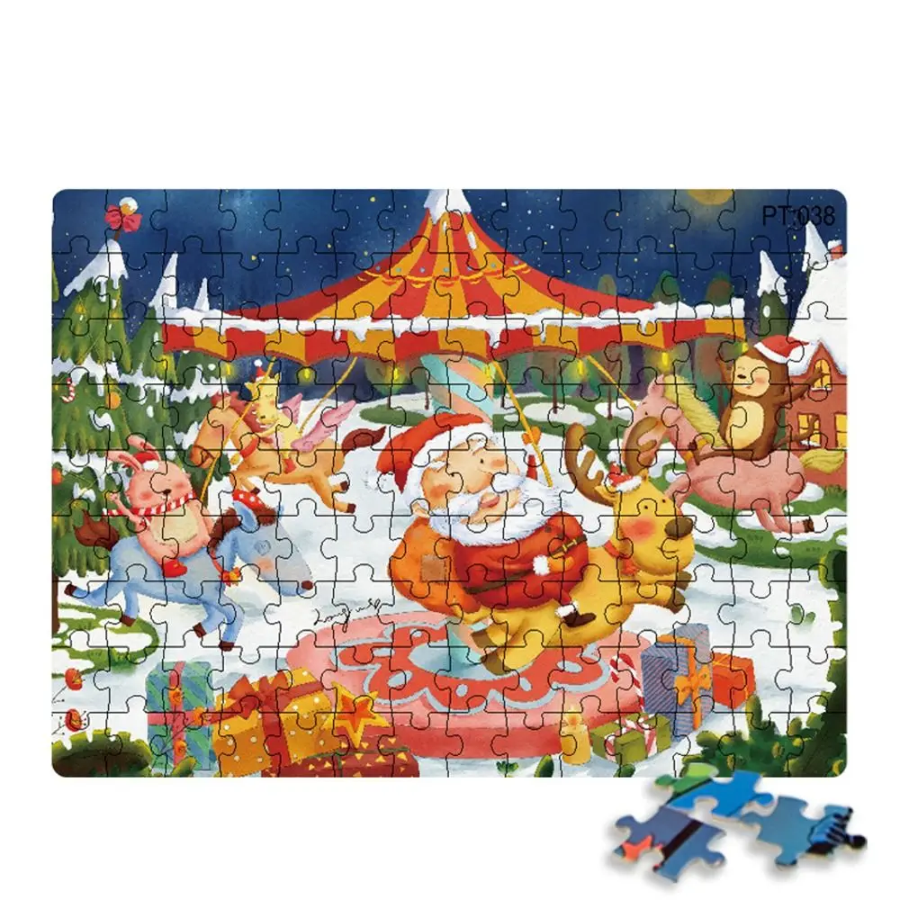 

Intellectually Beneficial Christmas Jigsaw Puzzle Montessori Early Educational 126 Pieces Puzzle Paper Baby Puzzle Toys
