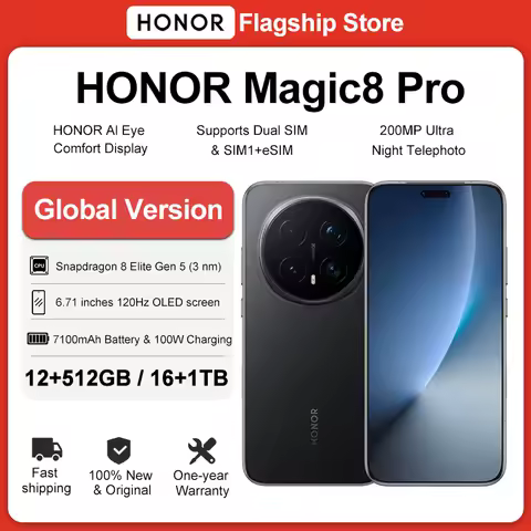 Global Version HONOR Magic8 Pro 5G AI Magic 8 Pro Smartphone Snapdragon 8 Elite Gen 5 6.71'' OLED Screen 7100mAh Battery 100W