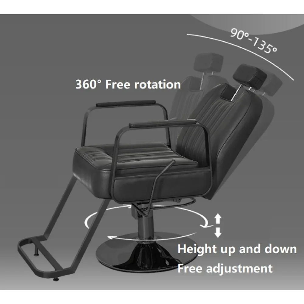 เก้าอี้ตัดผมสไตล์วินเทจ ปรับระดับความสูงและเอียงได้ สำหรับใช้ได้ทั้งชายและหญิง พร้อมเบาะหนังเทียม