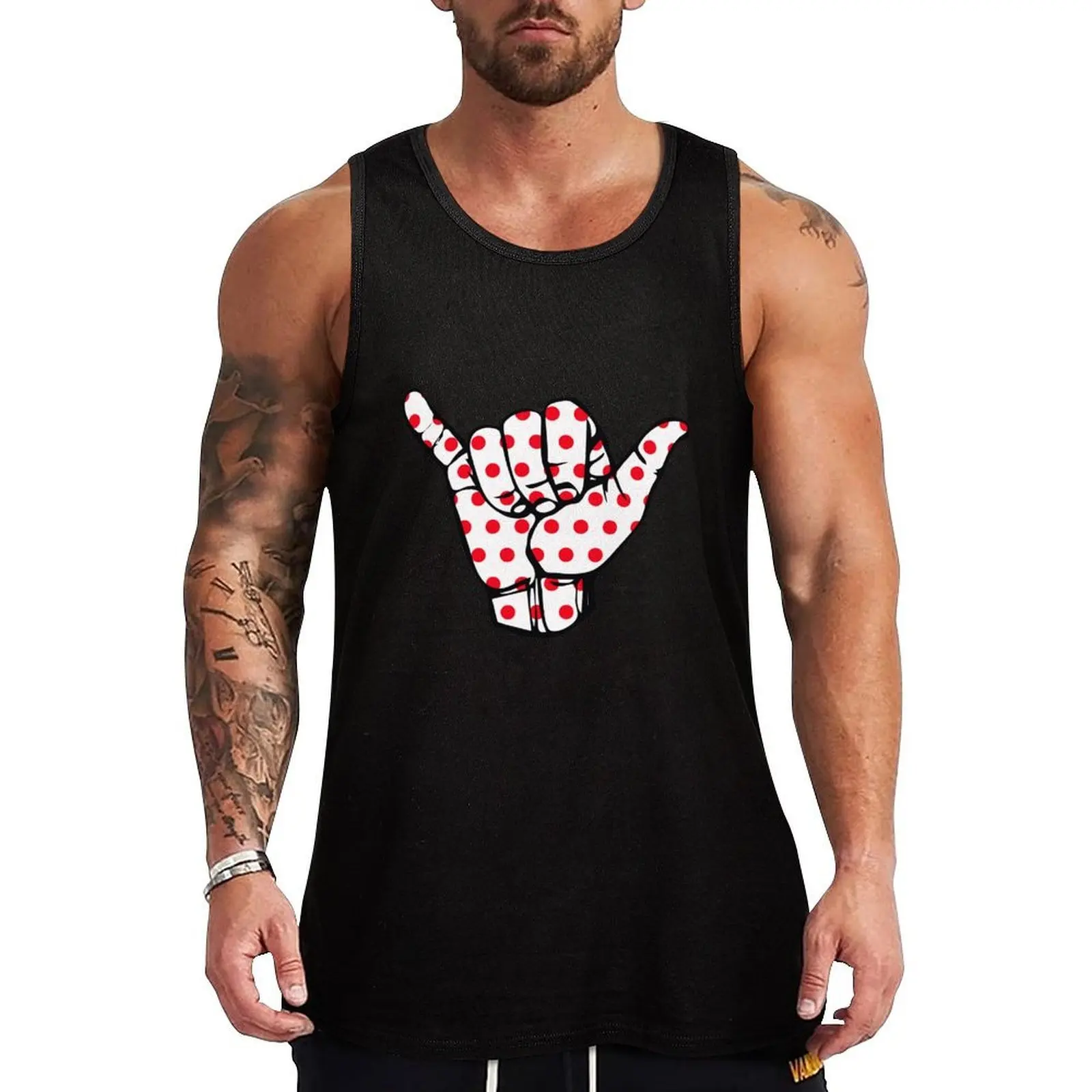 

King of the Mountain Polka Dot Shaka Tank Top men clothings Sports shirt man sleeveless vests