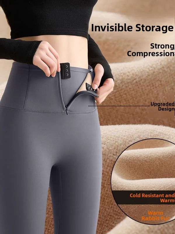 Women's Fce Lined arkskin Yoga Pants High Waist Tummy Control Thi Warm Long Leggings Autumn Winter Faion plus Size