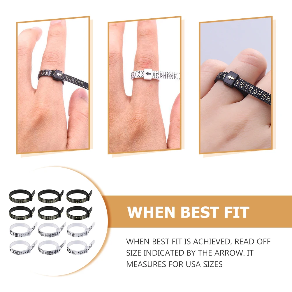 

12pcs Ring Size Measuring Tool Portable Finger Sizer Gauge For Jewelry Wedding Gift Reusable Plastic Ring Sizer Fit Size 1-17