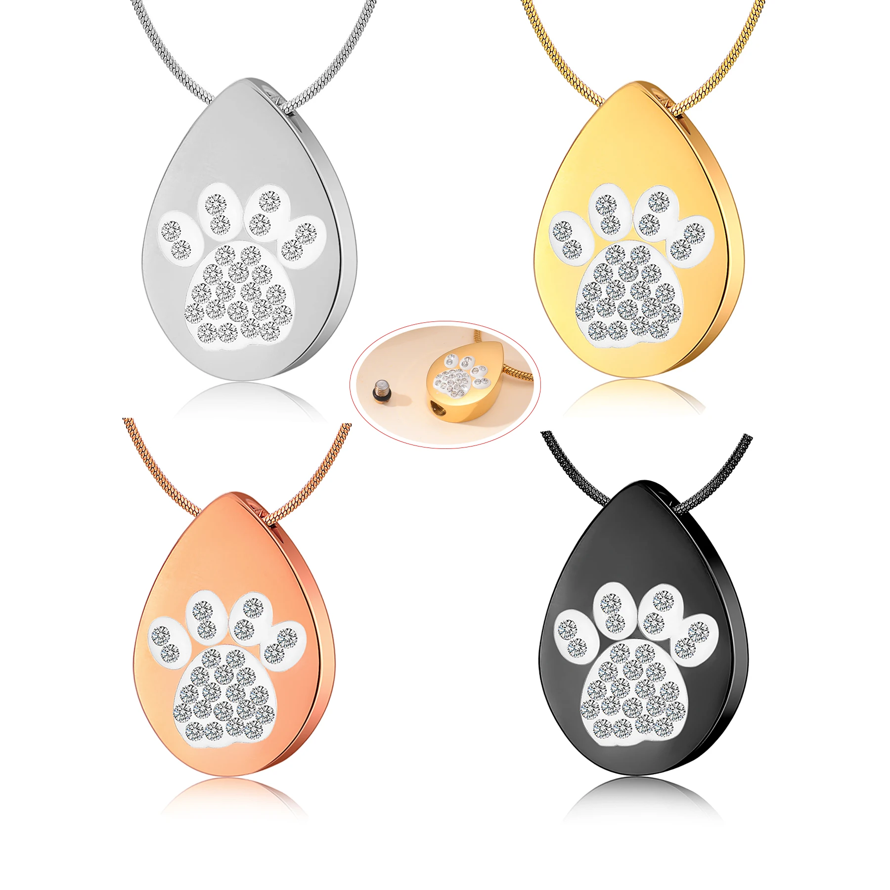 Pet Urn Necklace Customized Name Date Stainless Steel Cremation Keepsake for Cat Dog Ashes Hair Memorial Jewelry Gift