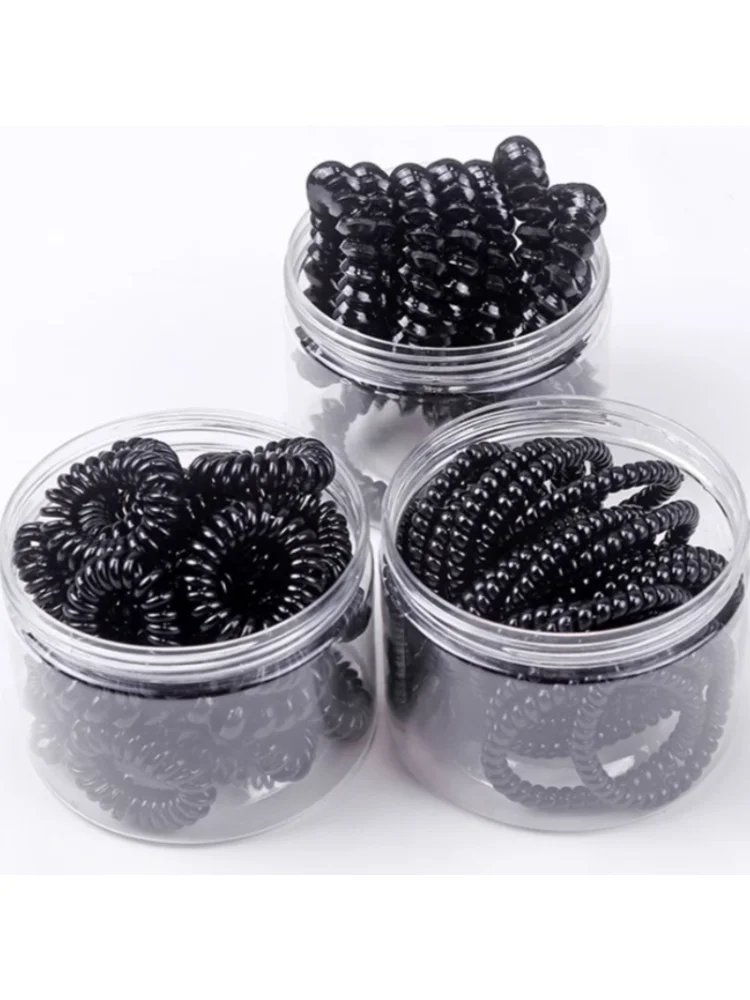 10 pièces/ensemble petite ligne téléphonique cordes à cheveux filles bandes de cheveux élastiques enfant élastique pour queue de cheval cravates gomme cheveux accessoires cadeaux 3-5 cm noir