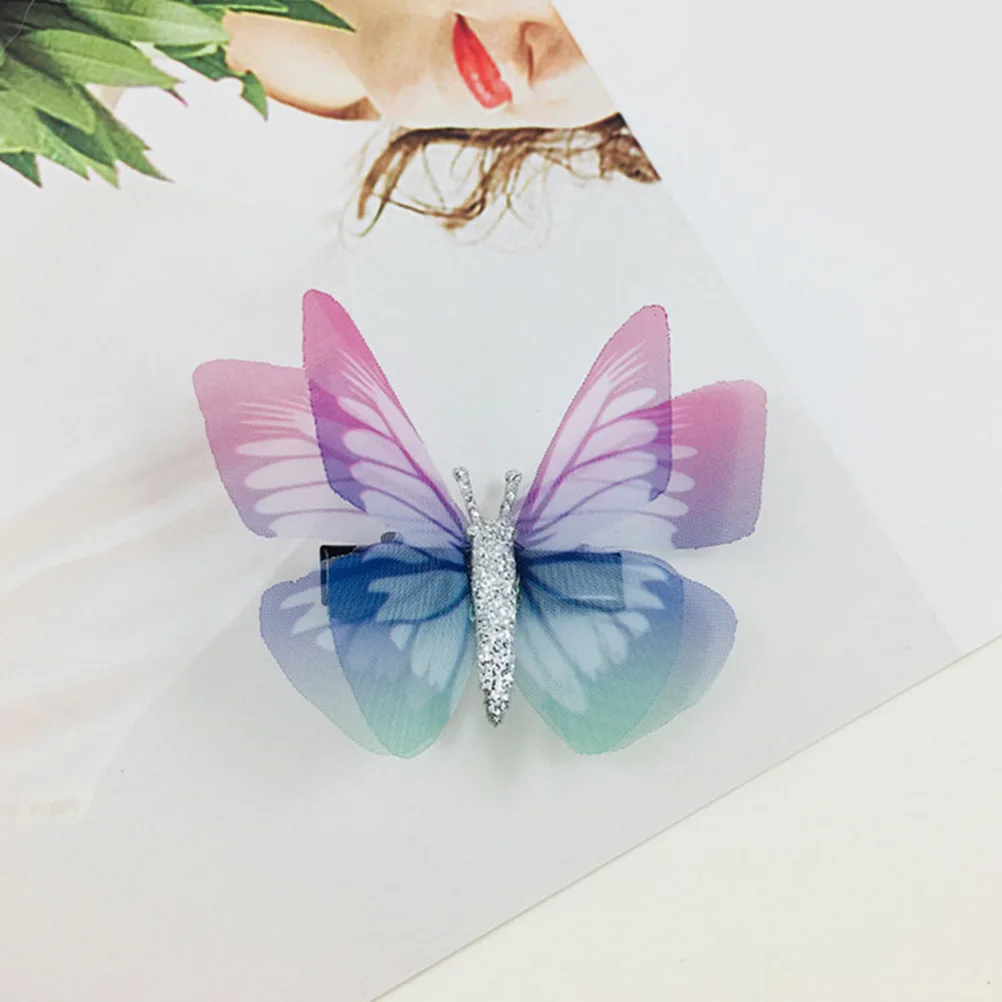 

16 pcs Thin Mesh Butterfly Hair Clips 8 Styles Fabric Wings Metal Duckbill Clasps Girls Kids Women Hair Barrettes Fashion