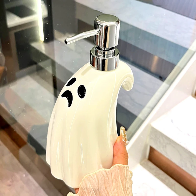 Ceramic Ghost Hand Sanitizer Bottle High-capacity Pressing Storage Bottle Cosmetic Lotion Pump Container Hotel Bathroom Supplies