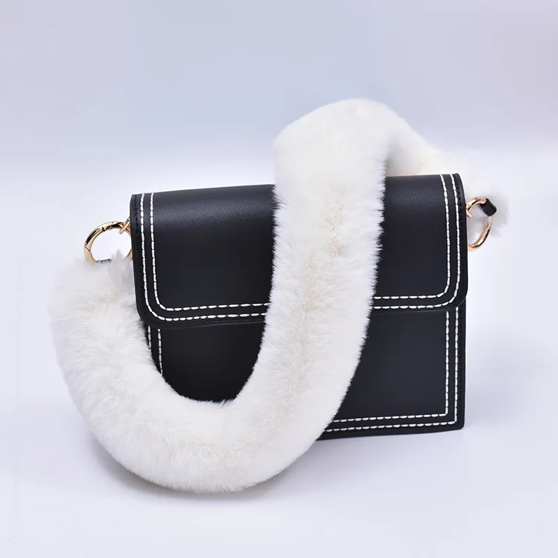 40/60/120cm Faux Rabbit Fur Replacement Bag Strap Crossbody For Handbag Shoulder Straps Handle For Women Winter Accessories R44