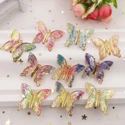 10 pezzi farfalla colorata lucida retro piatto Cabochon figurine di strass 1 foro gioielli decorazioni in miniatura accessori per arco fai da te artigianato