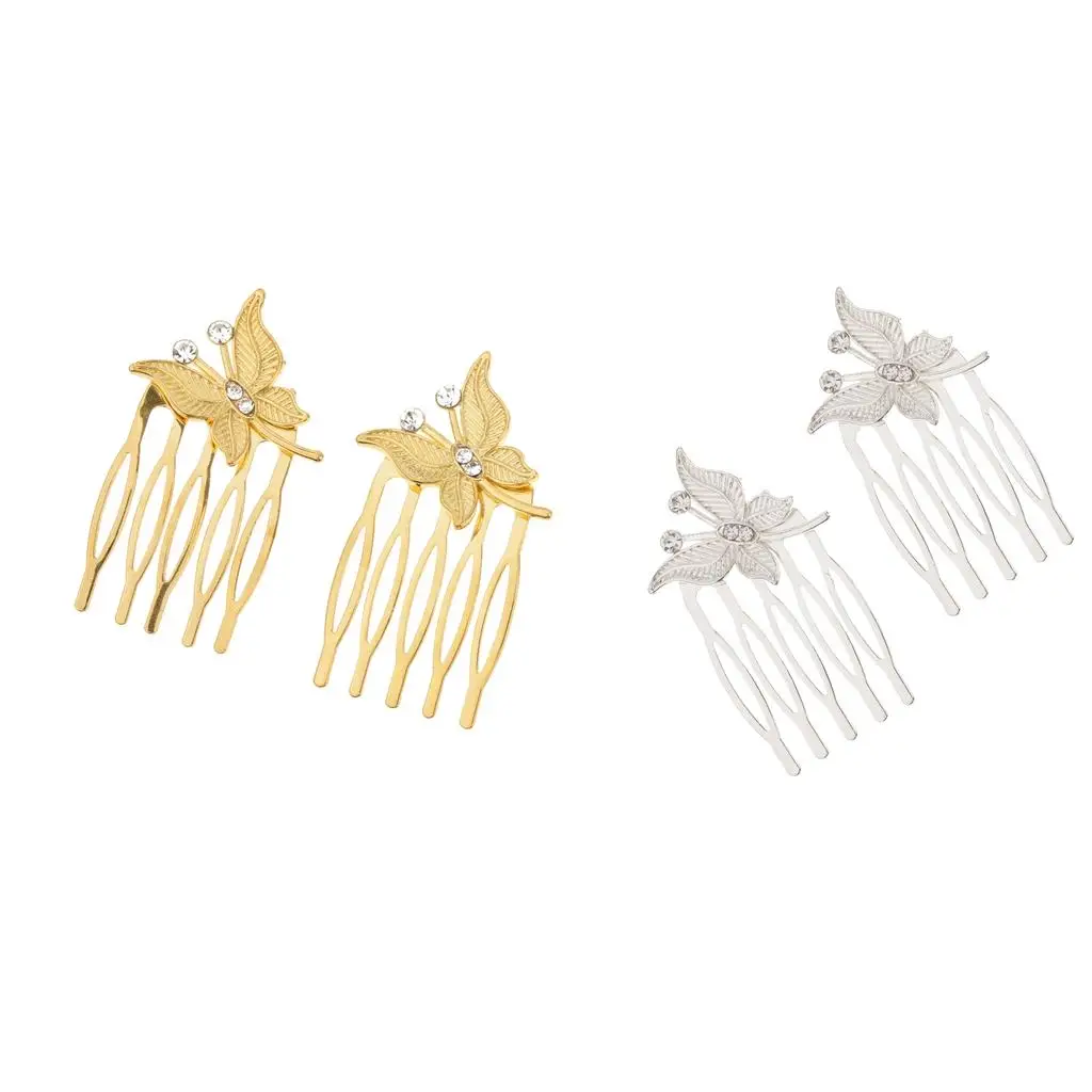 Pack of 2 Bridal Butterfly Rhinestone Hair Comb Hair Accessory