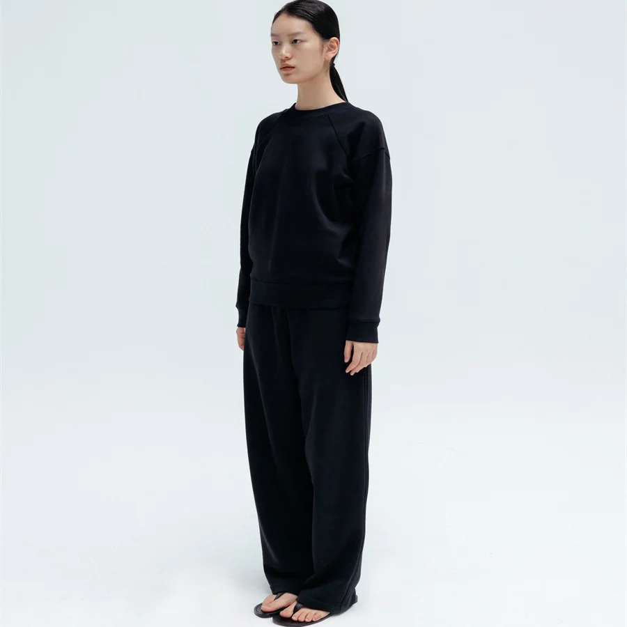 ارتفاع الخصر Dstring مريحة مستقيم الساق التخسيس Sweatpants غير المتماثلة تخفيف Sle فضفاضة تناسب السراويل الطويلة #3