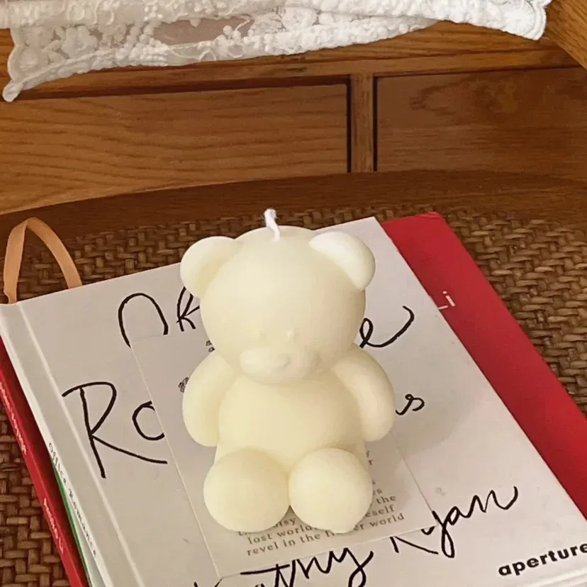 3D Cute Cartoon Bear Silicone Candle Mold Diy Handmade Soap Plaster Ice Cube Baking Mould Birthday Party Wedding Gift Making Kit image 3