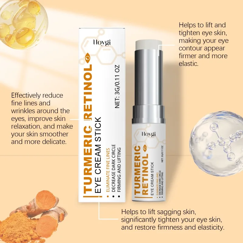 Turmeric Retinol Eye Cream Stick Deep Moisturizing Reduce Eyes Wrinkles Dark Circles Eye Bags Firming Lifting Brighten Eye Care