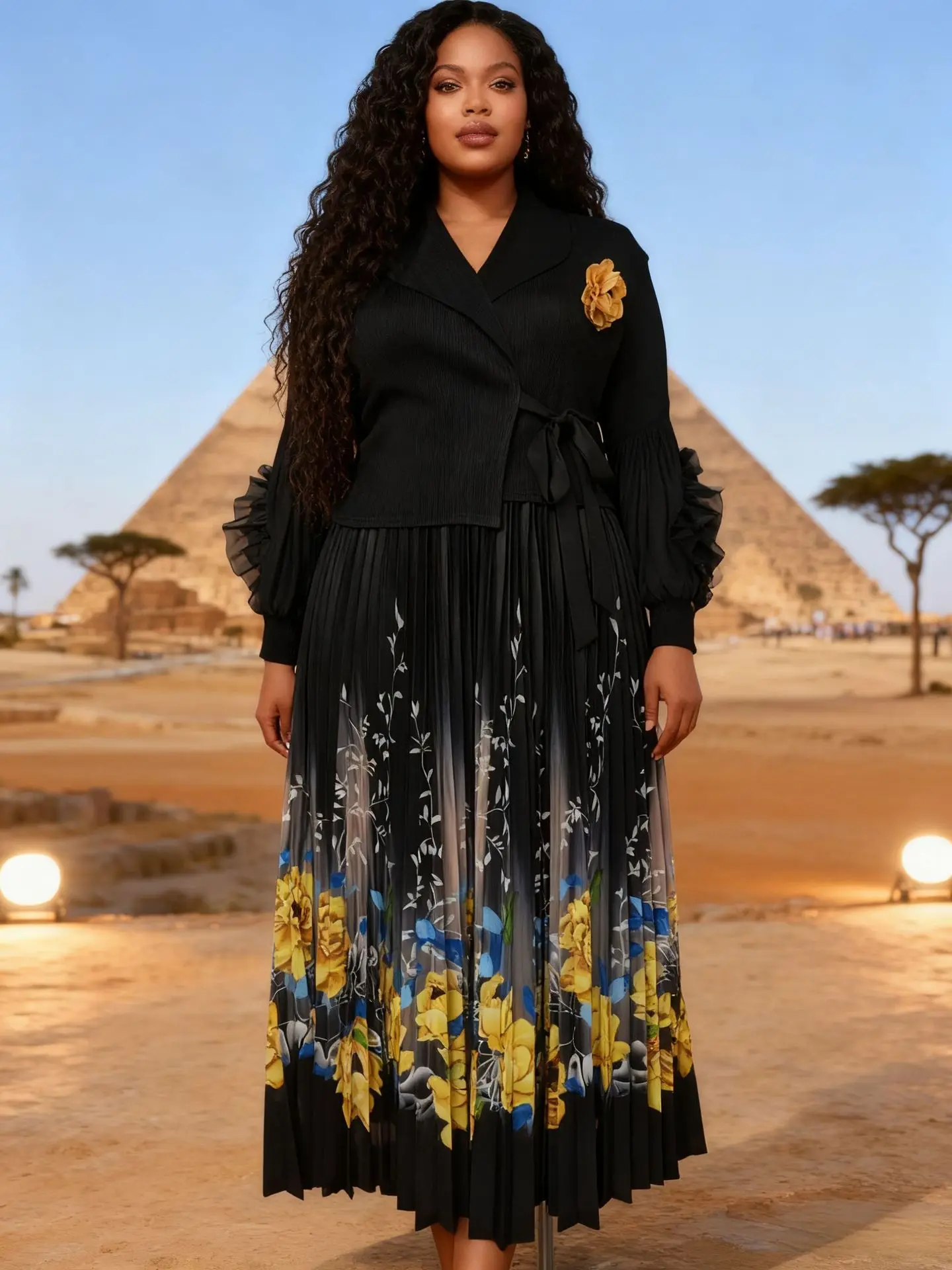 مياكي 2025 الخريف والشتاء فستان جديد عصري فضفاض ورقيق مزاجه الخامس الرقبة أنيقة المرأة فستان مجعد #5