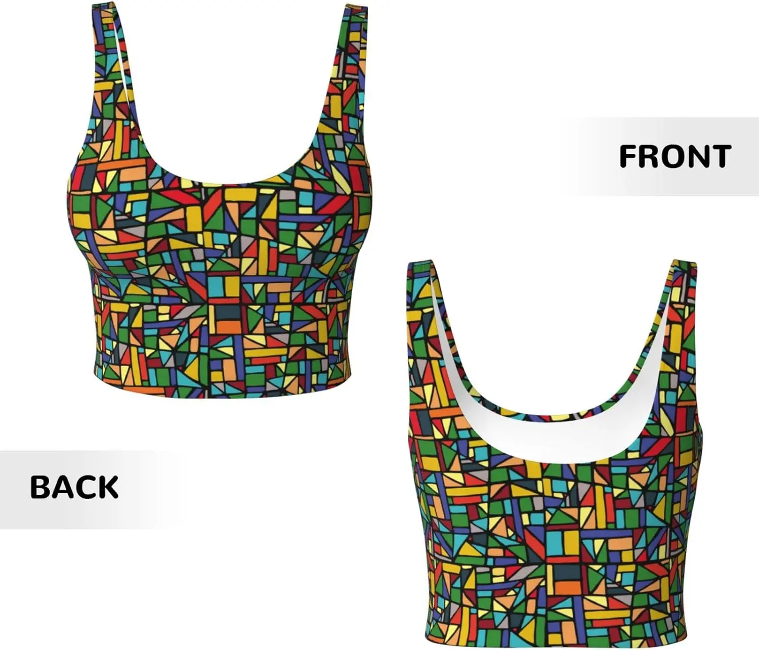 여성용 스포츠 브라 하이 서포트 추상적인 컬러풀 프린트 B 운동용 크롭 탱크탑
