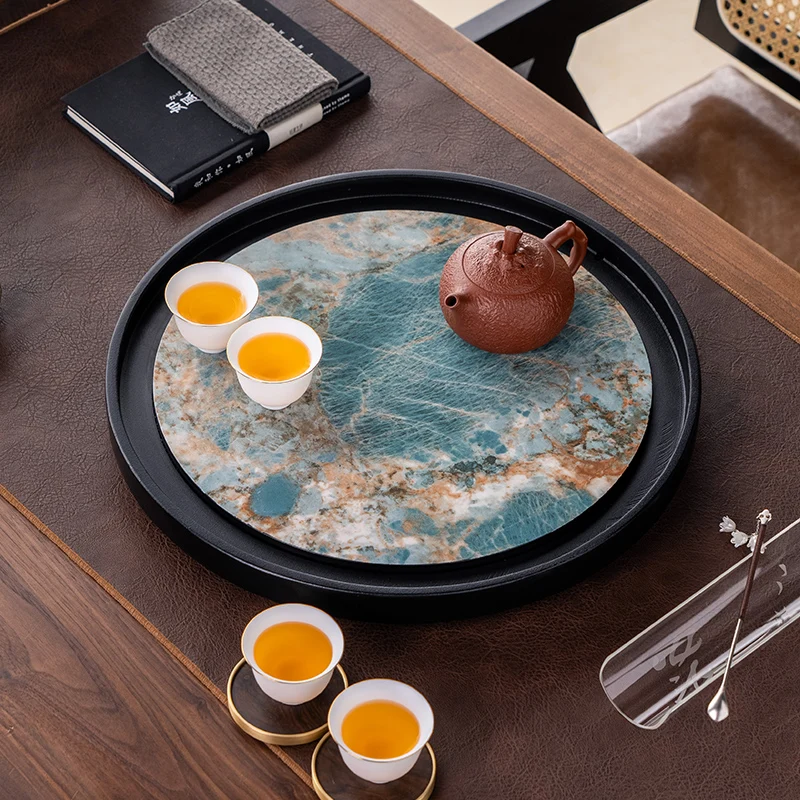 Valet Round Tea Tray Drip Pot Coffeeware Table Ceremony Living Room Black Tea Tray Coffee Coasters Bandejas Home Decorationgs