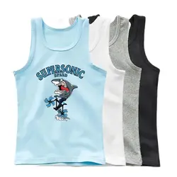 Boys Ocean Sea Shark Print Tank Tops Kids Cotton Vest Summer Casual O Neck Printed Sleeveless Tank Tops Holiday Party Clothing