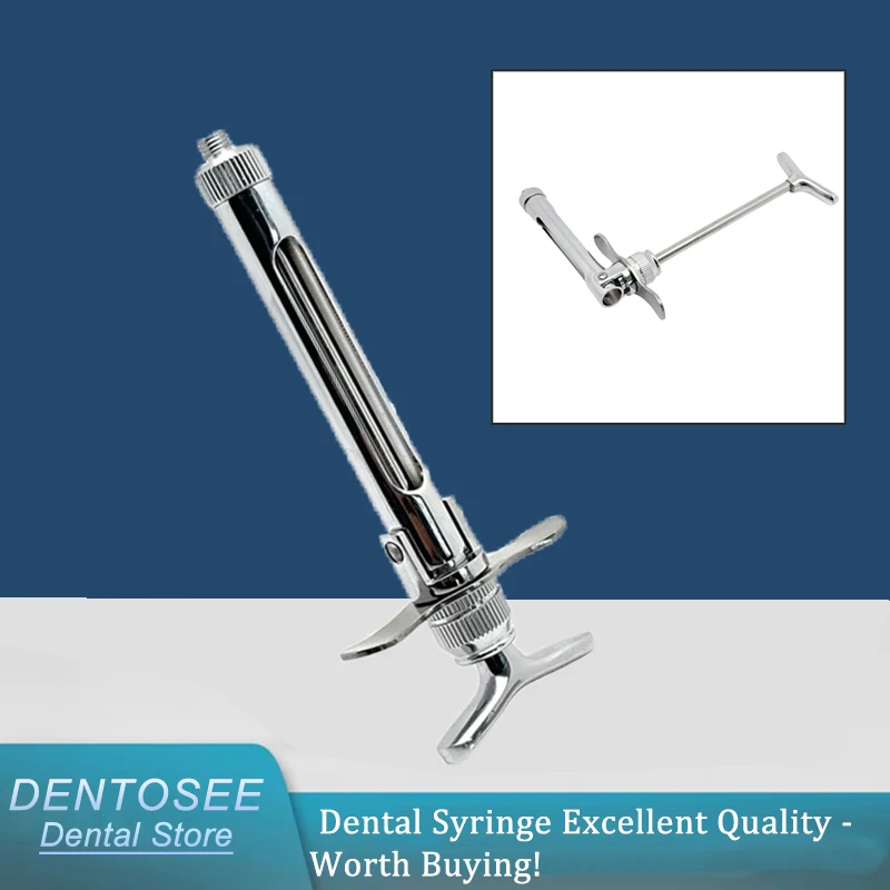 

Dental Syringe 2.2ML Stainless Steel Press Type Syringe for Dental Filling Root Canal & Surgery