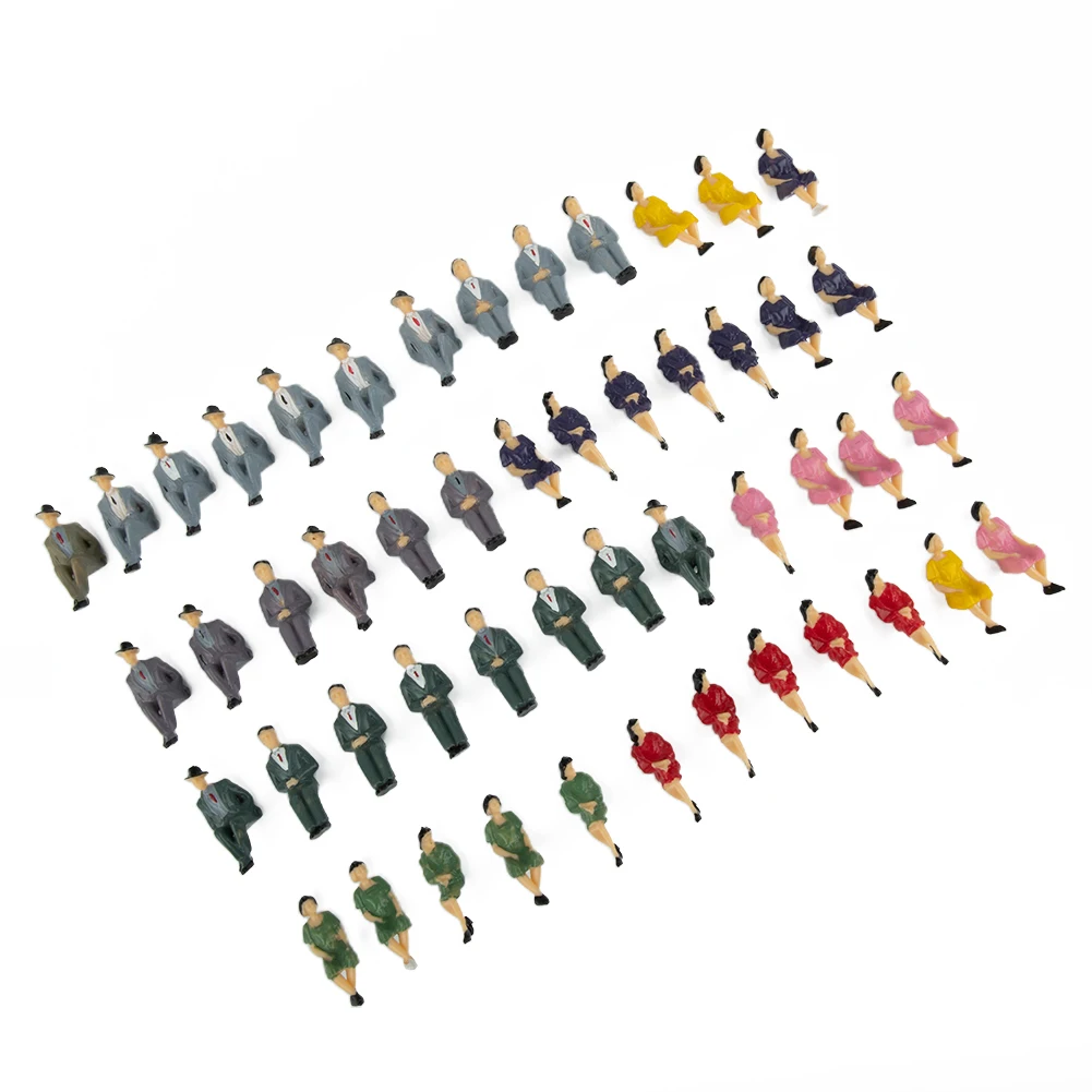 Brand New Sitting Figures Model Painted People Plastic Sitting 1:32 20x44x34 Mm 50Pcs Decoration Figures Human