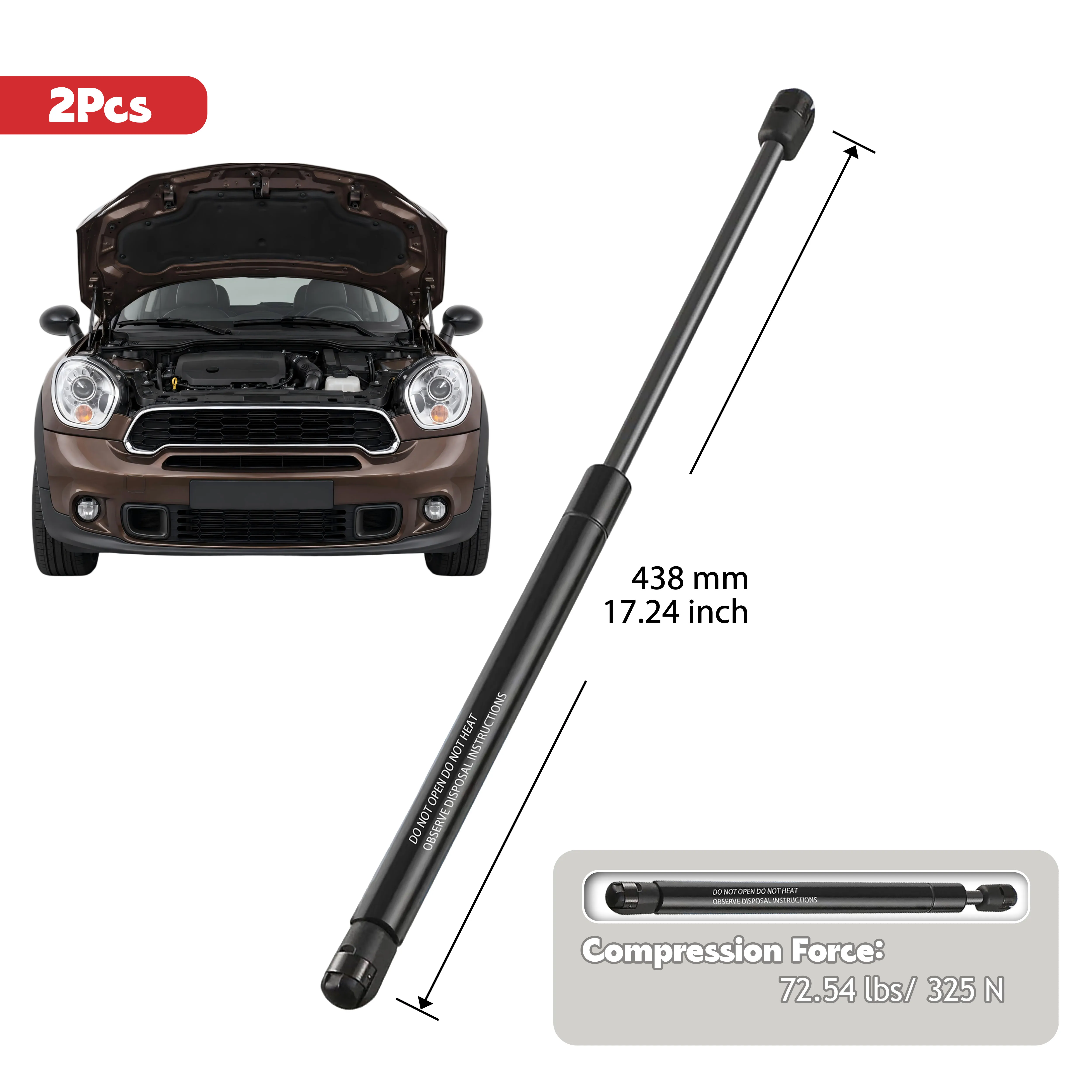1/2Pcs Bonnet Gas Spring for MINI Paceman R61 Countryman R60 2010-2016 Hood Lift Support OE 5345069026