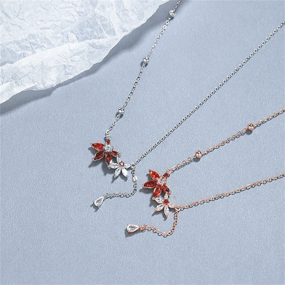 

925 Sterling Silver Maple Leaf Collarbone Chain, Korean INS Style, Niche Women's Fresh Jewelry