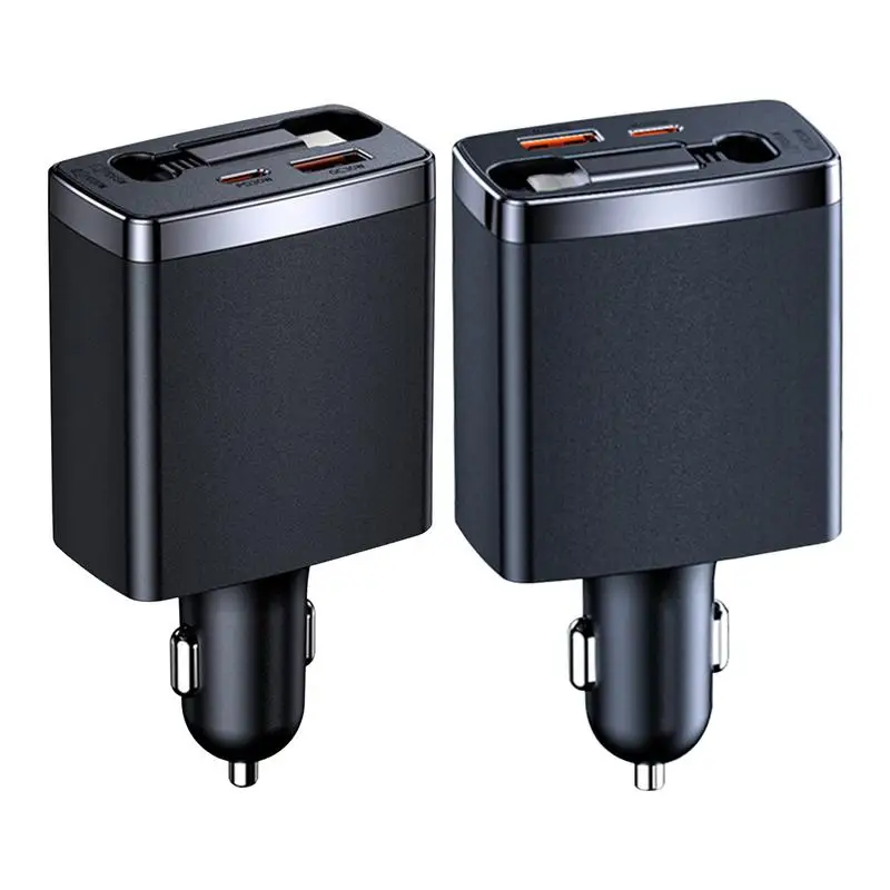 125 Вт автомобильное сверхбыстрое зарядное устройство, адаптер 12-24 В, Интеллектуальный выдвижной кабель типа C, USB-порты, суперзарядка для мобильных телефонов, ноутбуков