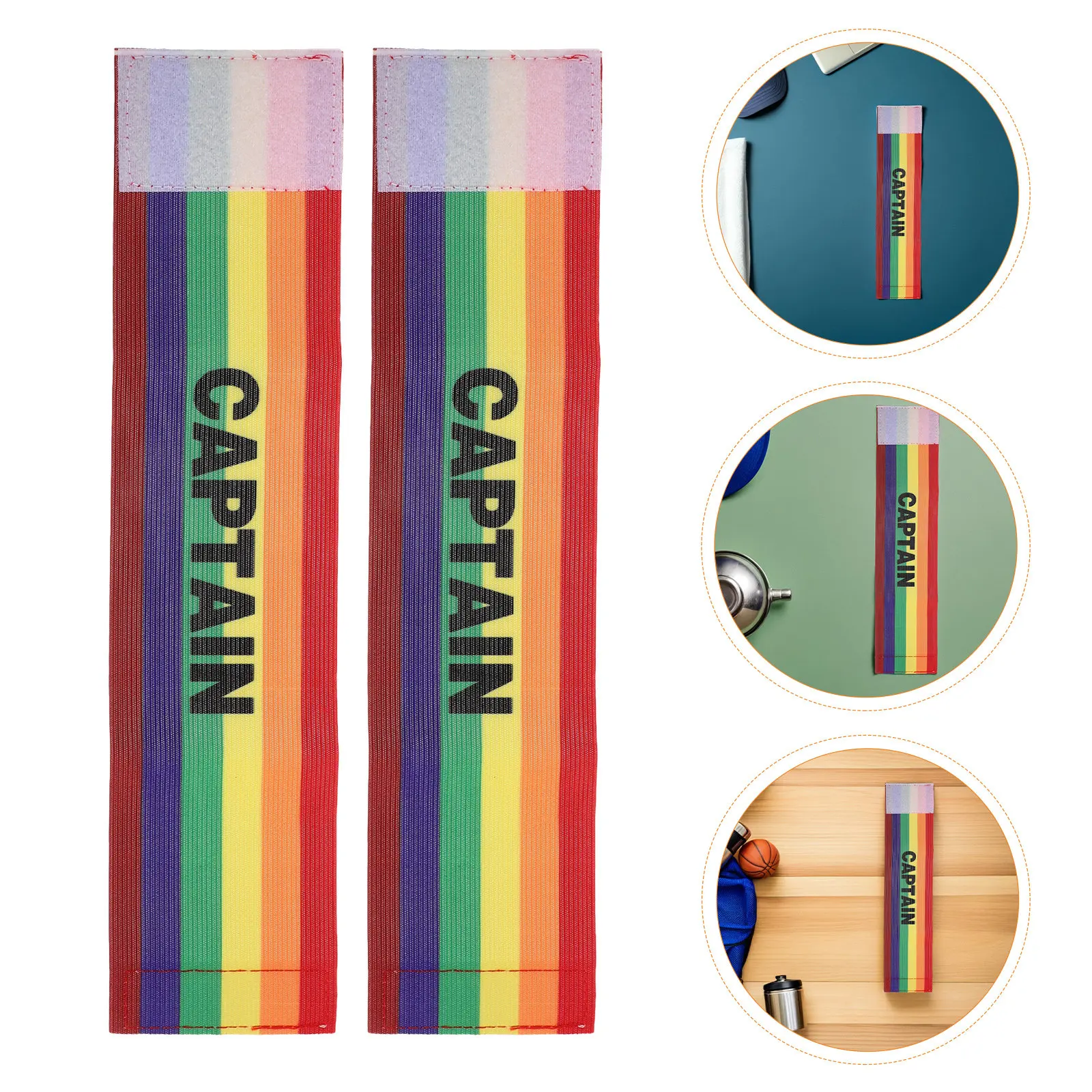 

2Pcs Soccer Captain Armband Rainbow Elastic Wide Adjustable Leadership Badge for Adult Youth Team Sports Training Tournament