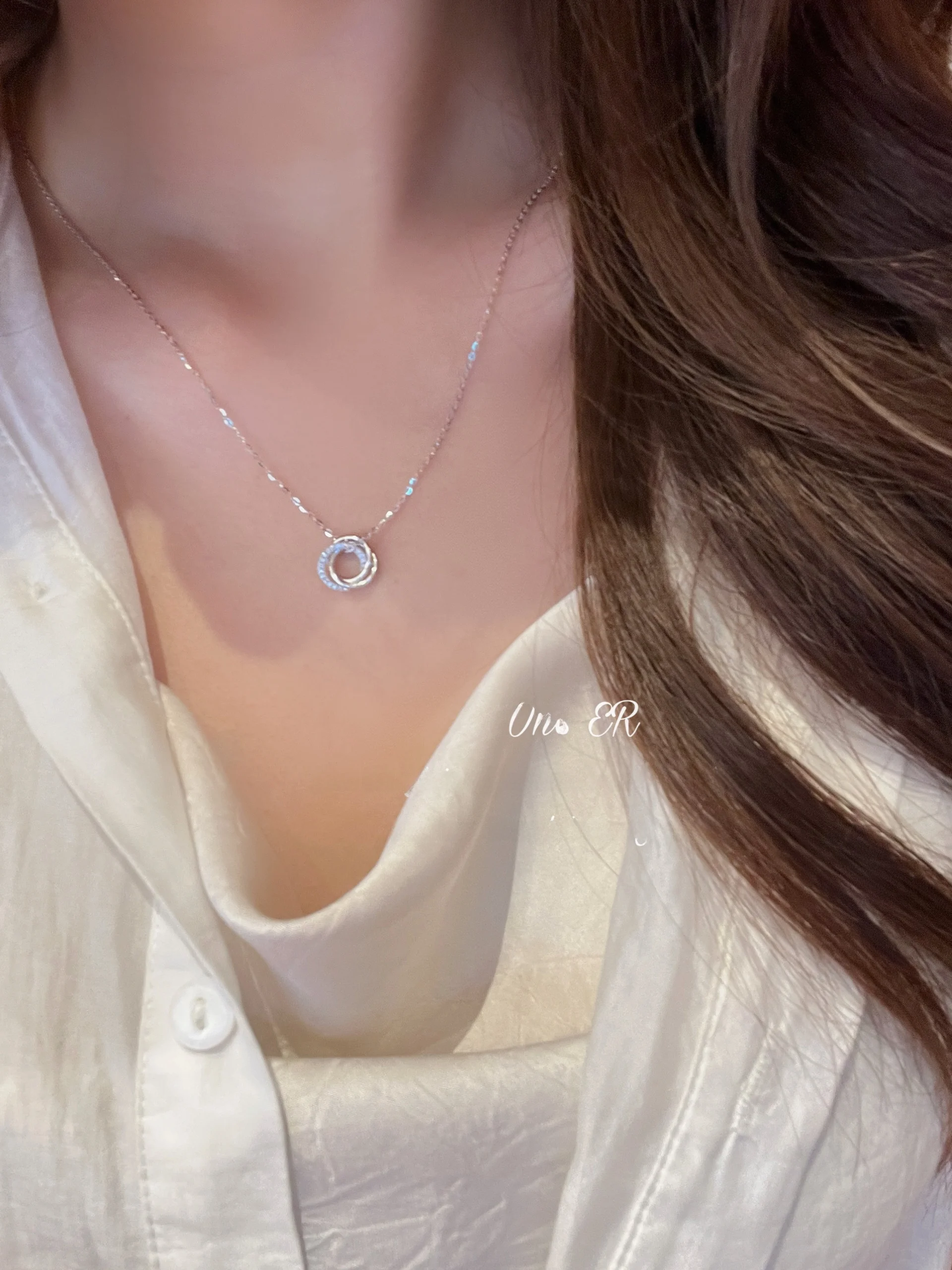 925-スターリングシルバーネックレスシンプルな通勤女性のスタイル三生三界メビウスリングボーンチェーンギフト純銀ジュエリー