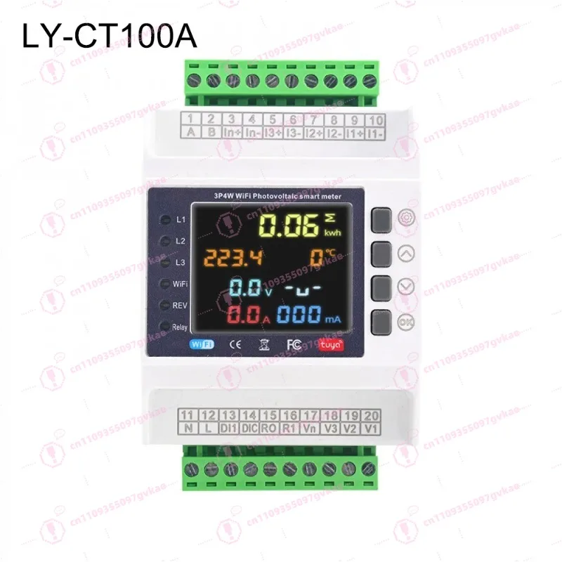 3 Phase Energy Meter 100/200/1000A WiFi Smart Protector with Overvoltage/Undervoltage/Current Protector Bidirectional Meter
