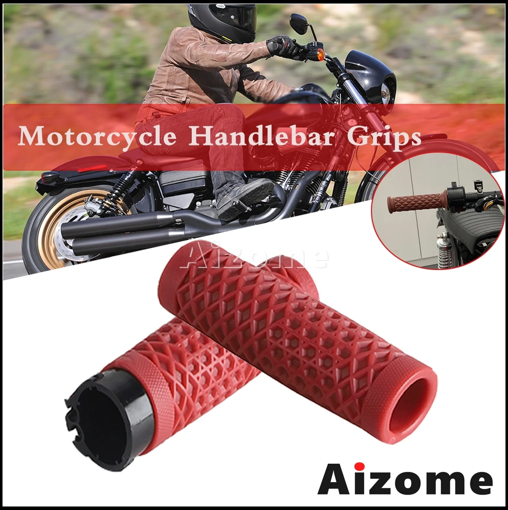 Universal 25/28MM Handlebar Motorcycle Vintage Rubber Handle Grips Replace Kits For Harley Sportster XL Iron 883 883N 1200 1200L