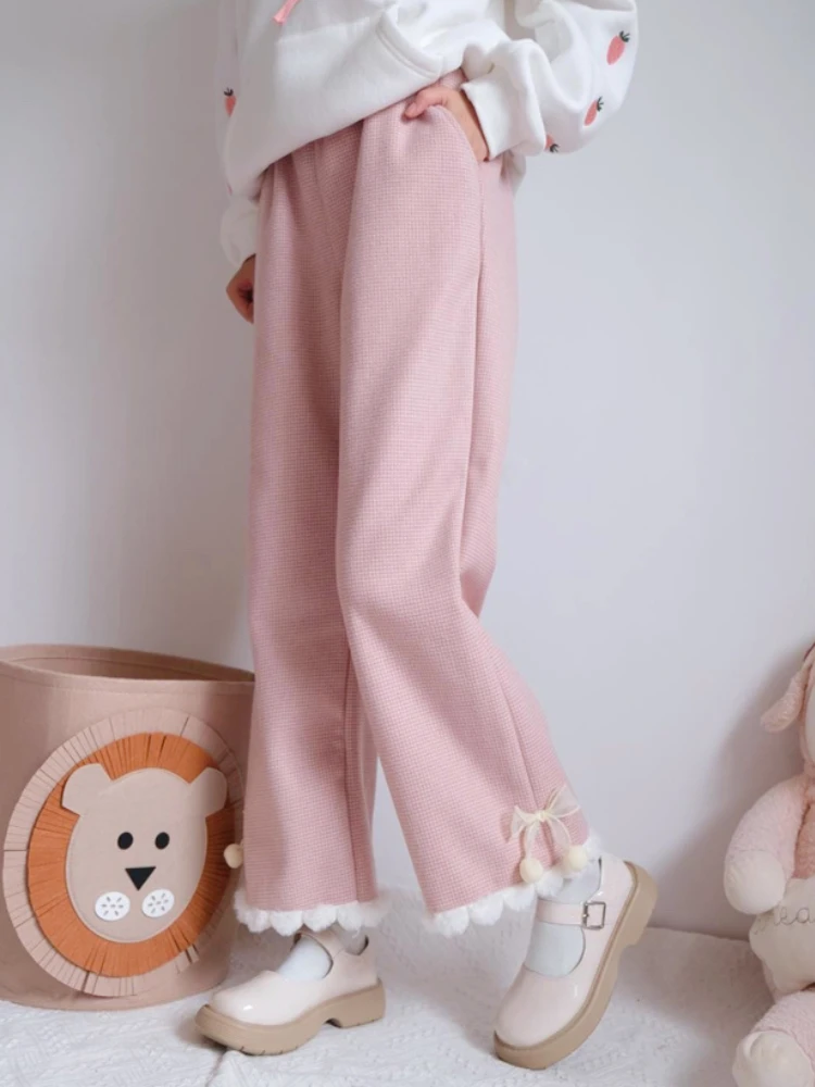 

Solid Korean Fashion Wide Leg Pants Women Winter Casual Hight Waist Pants Female Chic Vintage Straight Baggy Elegant Pants 2023