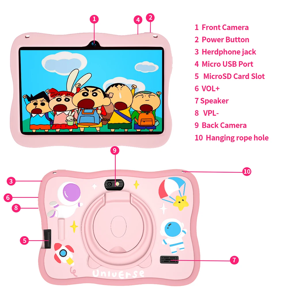 Kids Tablet 7inch Android Tablet for Toddler with Shockproof Case 5G WiFi Bluetooth Dual Camera 32GB Children Gift Kids Software