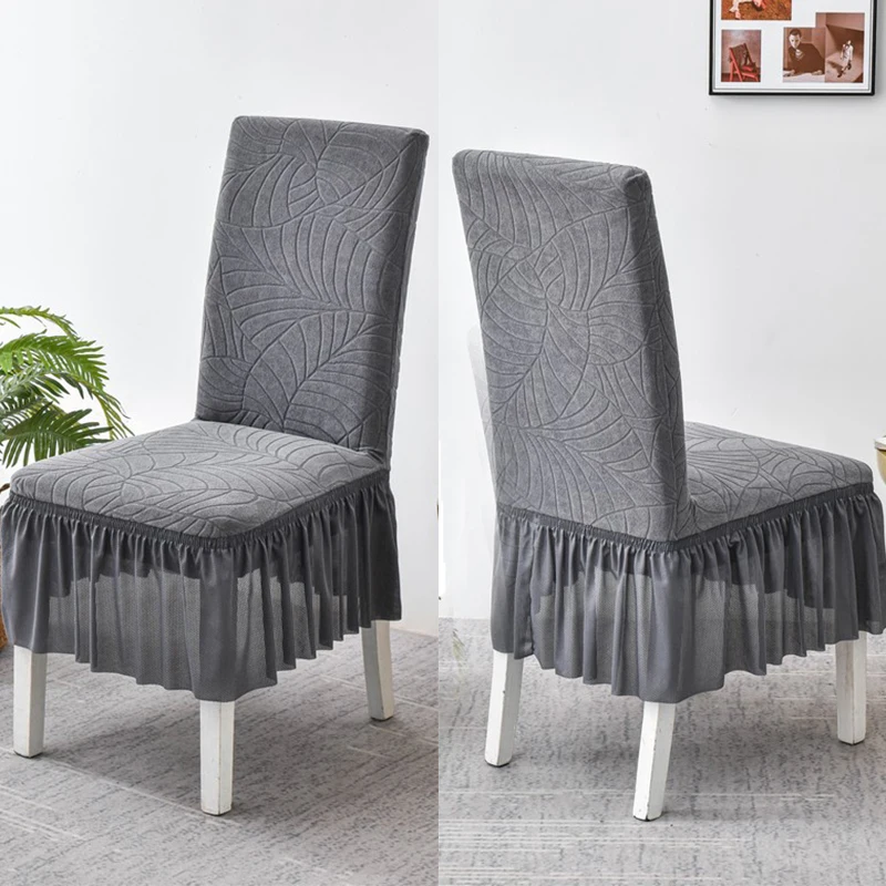Waterproof Jacquard Chair Cover with Skirt Elastic Solid Color Chair Covers For Home Living Room Hotel
