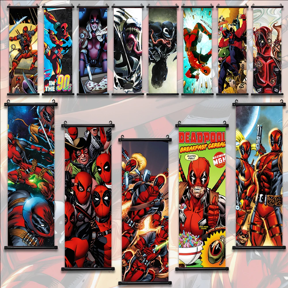 

D-Deadpool Marvel Wallpaper Wall Artwork Home Decoration Art Gift ComputerRoom Canvas Painting Print Decor Hanging Scroll Poster