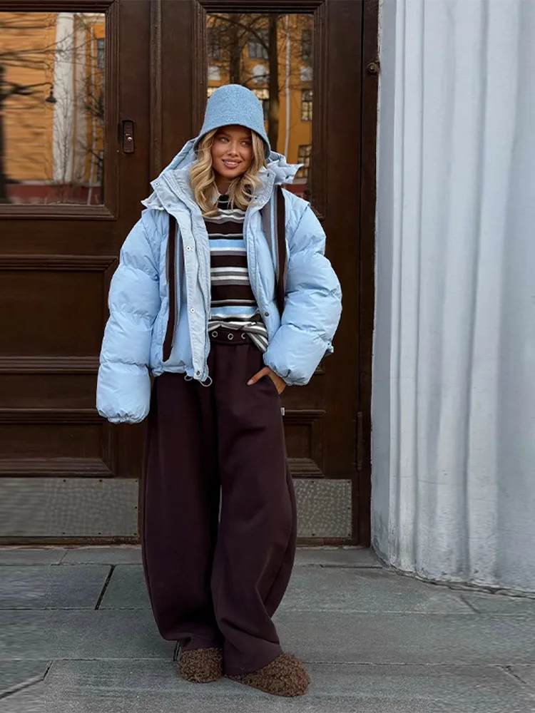 Reversible Women Cotton Padded Jacket Hooded Zipper Long Sleeve Female Short Coats 2025 Autumn Winter Chic Lady New In Outerwear