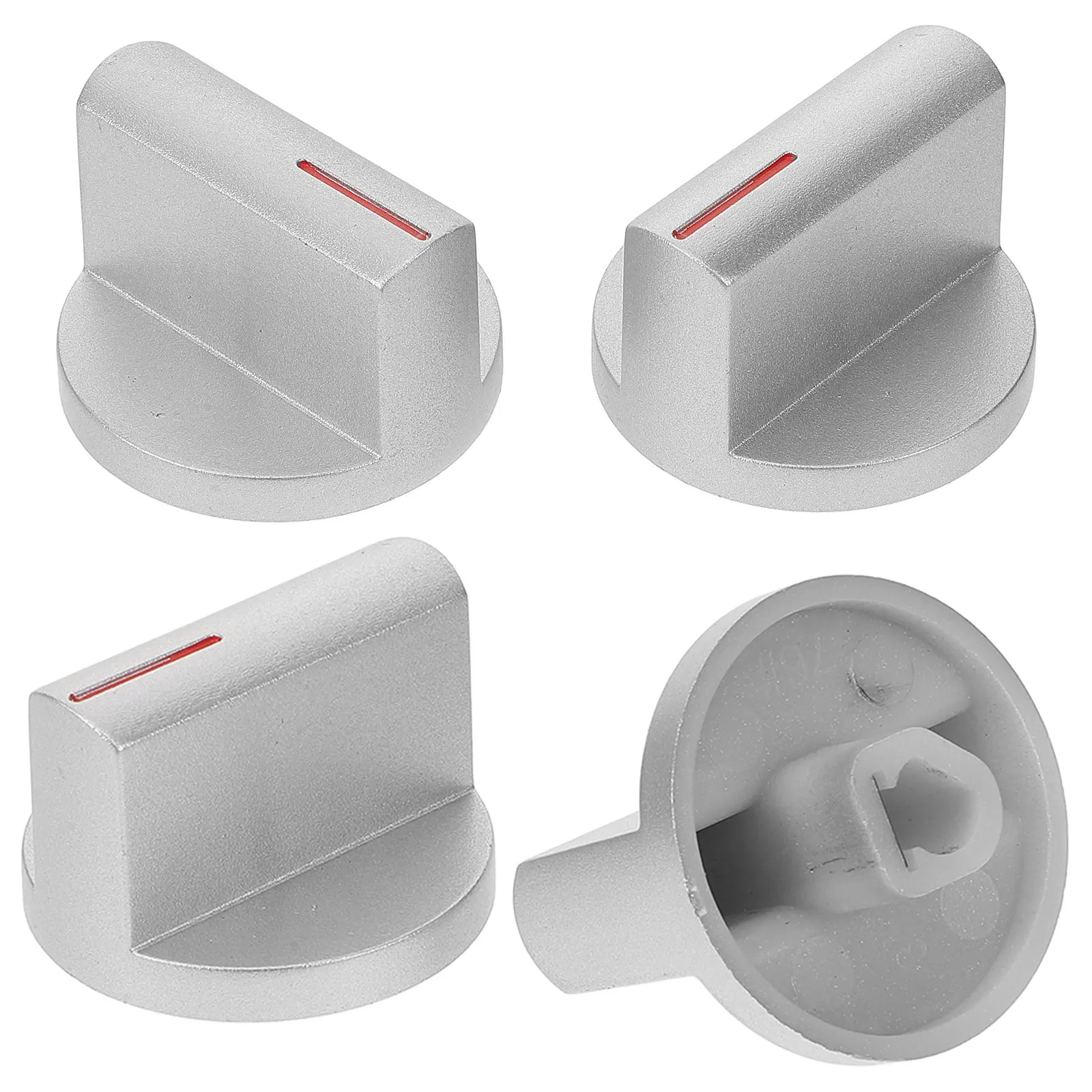 

4 Pcs Gas Stove Knob Cooker Knobs for Switch Appliance Replacement Cooking Silver Household