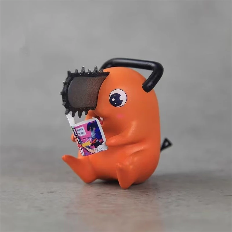 Chibi Chainsaw Character Resin Figure Cute Reading Pose Q Version Desk Decor For Collectors Teens Birthday Christmas Gift