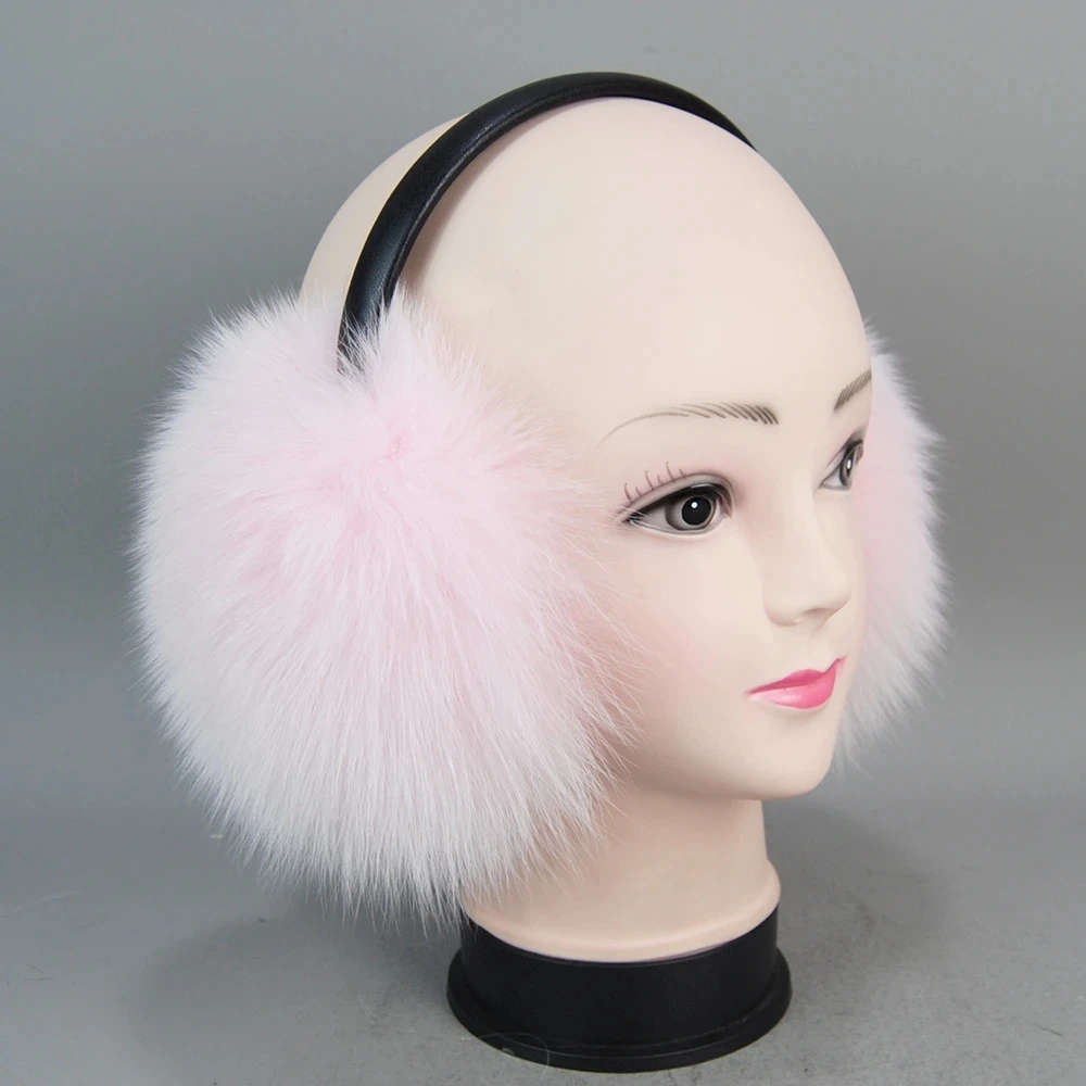 2024 New Russian Women Winter Warm Fluffy Genuine Fox Fur Earmuffs & Earflap Luxurious Handmade Lady Plush Real Fox Fur EarMuff