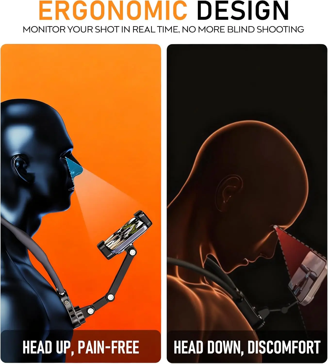 Magnetic Neck Phone Holder, POV/Vlog Recording Selfie Hand Free Neck Mount, Cooking/Riding Video Fliming, Anti-Shake Chest Strap