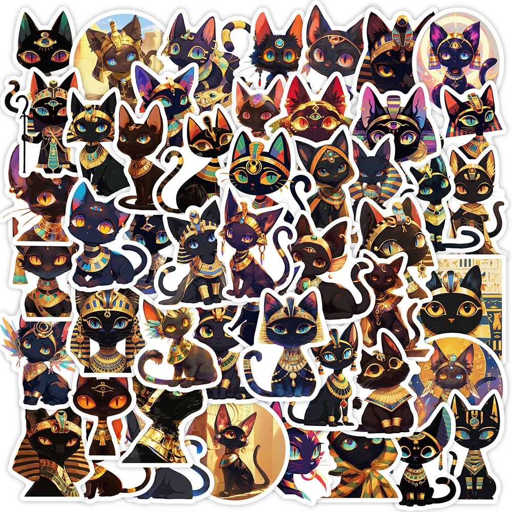 

10/30/50pcs Cartoon Cute Egypt Cat Graffiti Stickers Decals DIY Luggage Computer Suitcase Waterproof Decoration Sticker Kid Toys