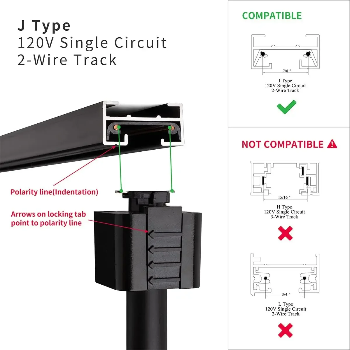 12 Pack J Type LED Track Lighting Heads 6.5W 3000K Warm White Black | Compatible with Single Circuit Rail, Ceiling Spotlight, Ac