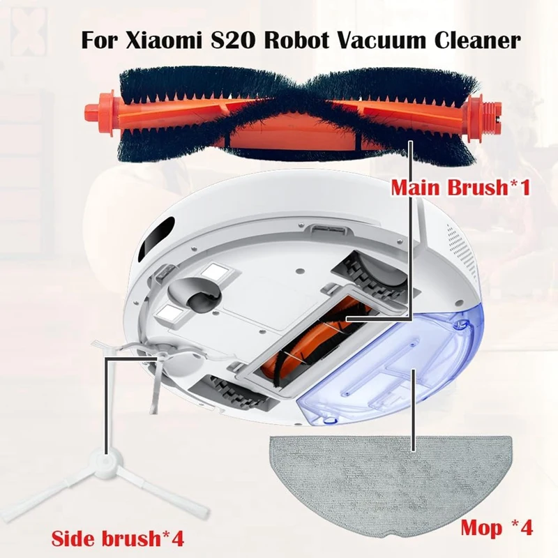 Accesorios de piezas de repuesto para Robot aspirador Xiaomi S20, cepillo lateral principal, filtros HEPA, almohadillas de fregona