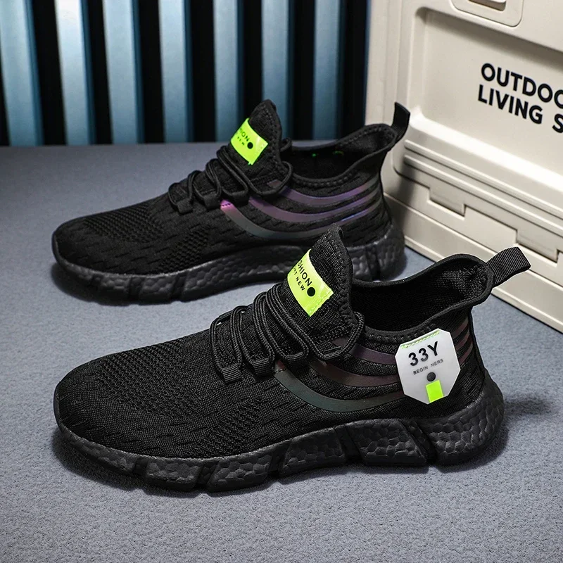 Zapatos deportivos informales para hombre, zapatillas ligeras transpirables, zapatillas de correr negras de malla para exteriores, zapatillas deportivas para correr Tenis para caminar