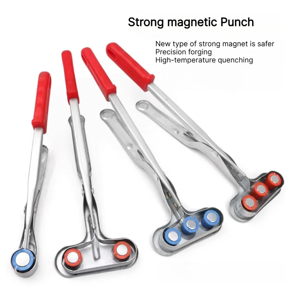 Strong Magnetic Punch Press Safety Hand Plier Punch Accessories Suction Cup Stamping Security Handle Claw Pick Up Forceps Tool