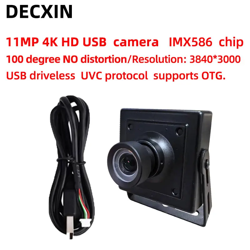 11MP USB camera 4K HD 30 frames IMX586 wide-angle NO distortion industrial module linux driver-free.