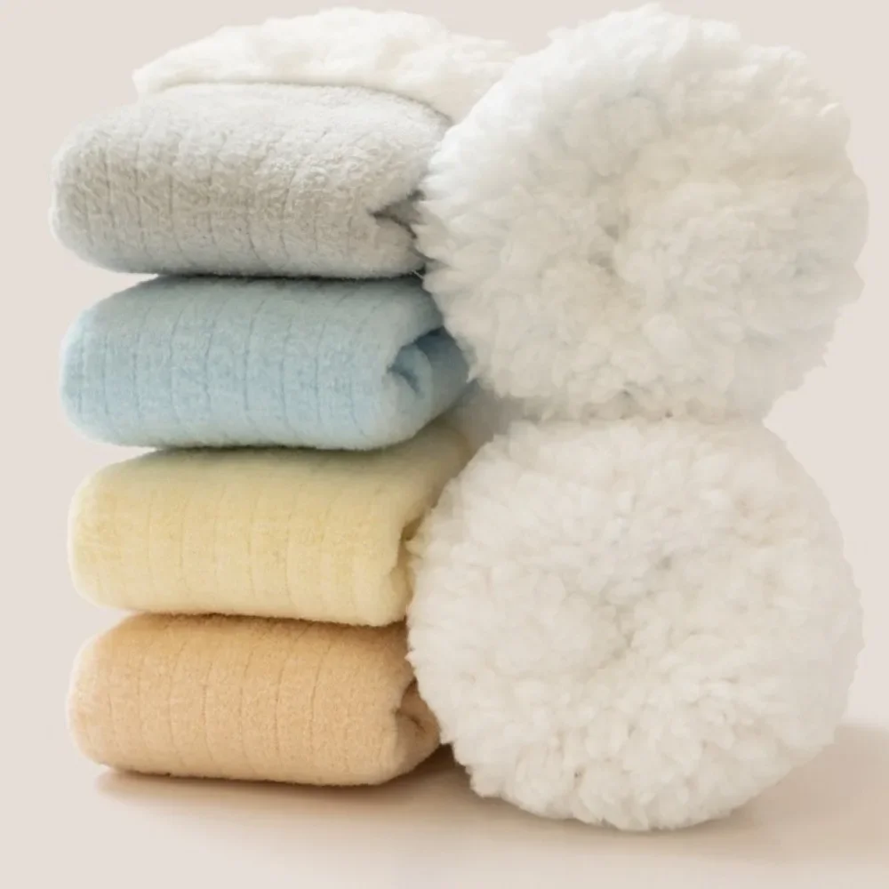 جوارب شتوية من الصوف بدون عظم أدوات دافئة فضفاضة جوارب منتصف العجل غير ضغط بالإضافة إلى جوارب نوم مخملية للأولاد