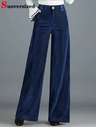 Pantalones holgados De pierna ancha De terciopelo para Mujer, cintura alta, talla grande 4xl, Calcas rectas informales coreanas, primavera y otoño