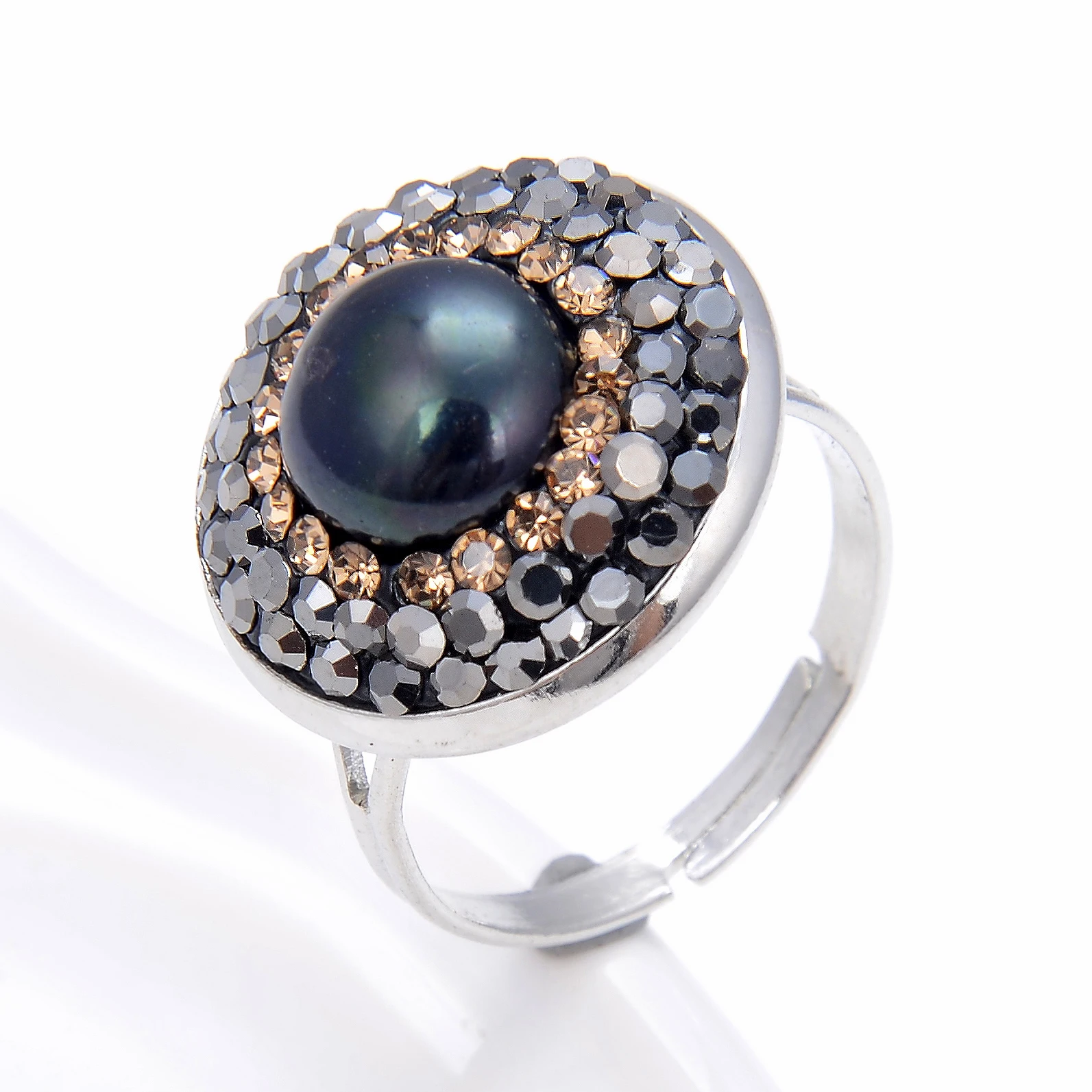 New Fashion Korean High Quality Pearl Rhinestone Rings For Woman Jewelry Luxury Party Adjustable Unusual Personality Girl's Ring